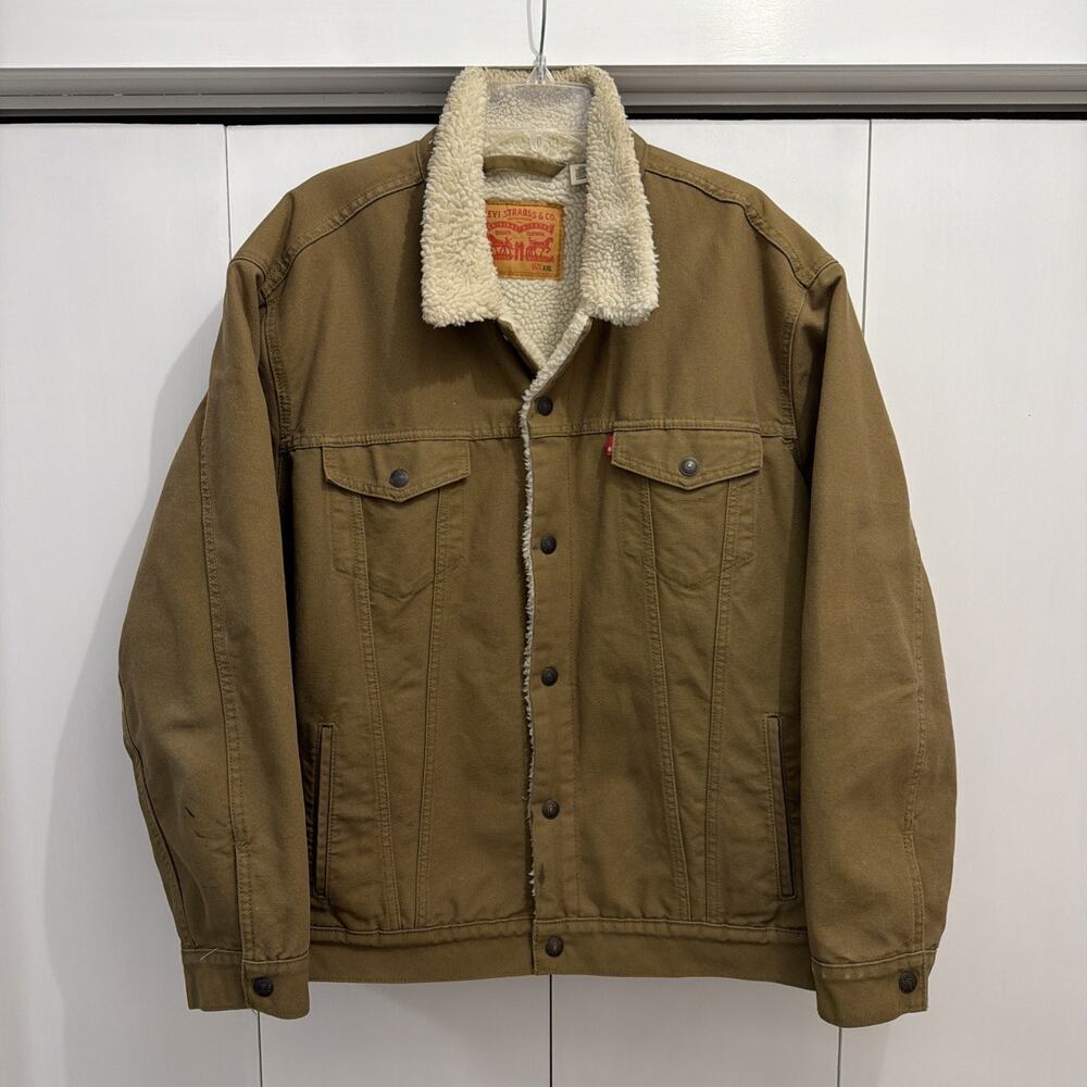 Levi's Men's Sherpa Trucker Jacket Cougar Canvas Tan/Brown‎ Sz XXL, 16365-0122